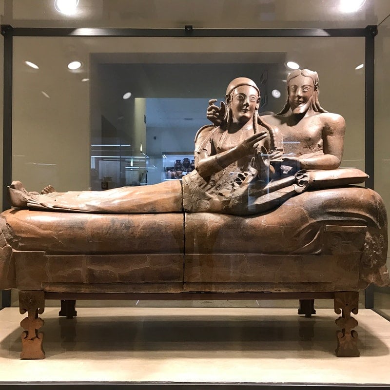 Sculpture of a married couple in the Etruscan Museum in Rome; the musuem is high on my list of artsy sightseeing options in Italy