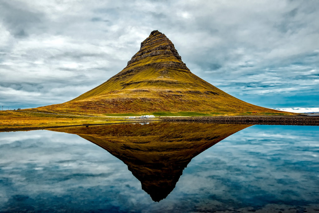 View of famous  mountain in Iceland--a traveler's great destination
