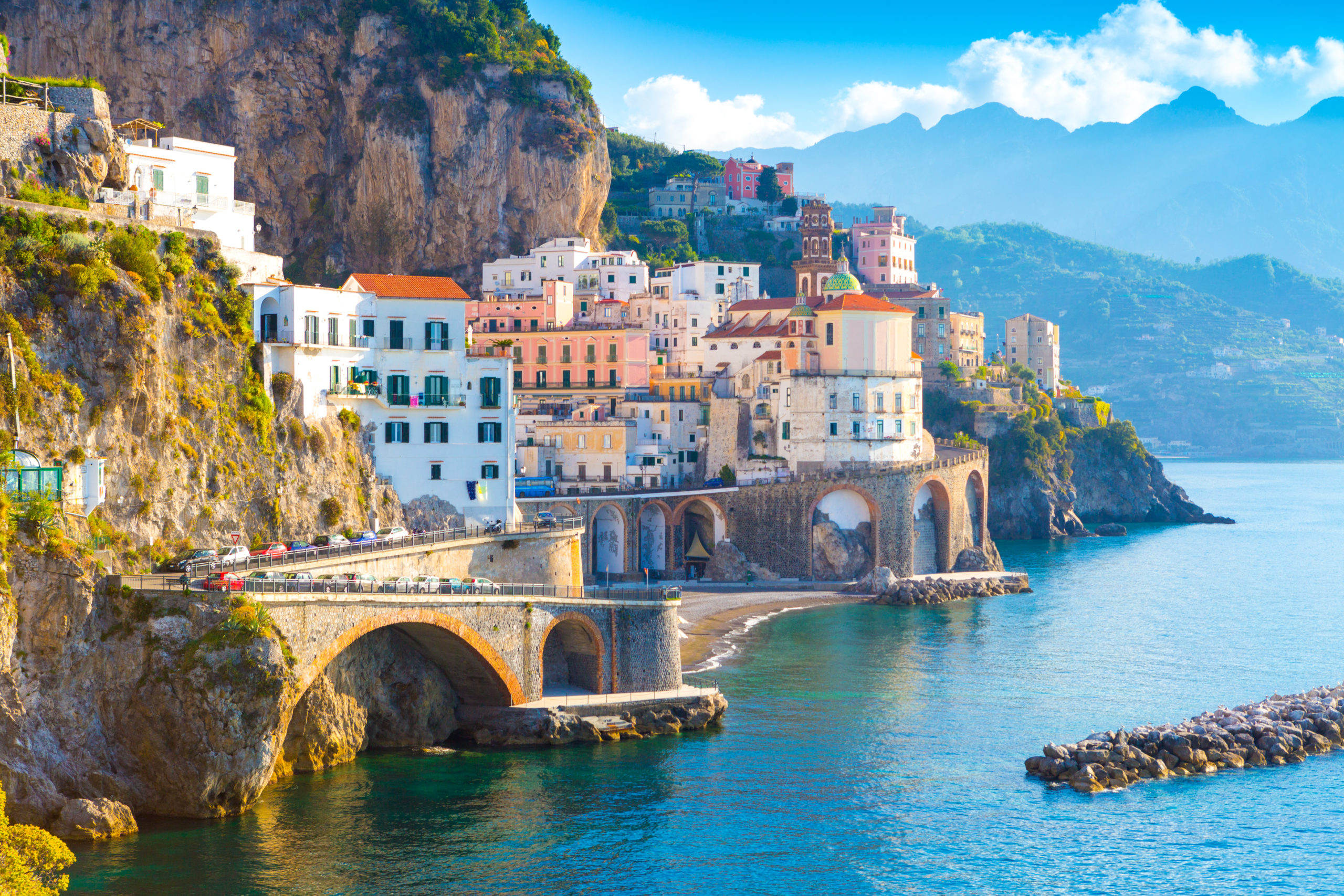 Beautiful view on mediterranean sea from Amalfi coast, Campania