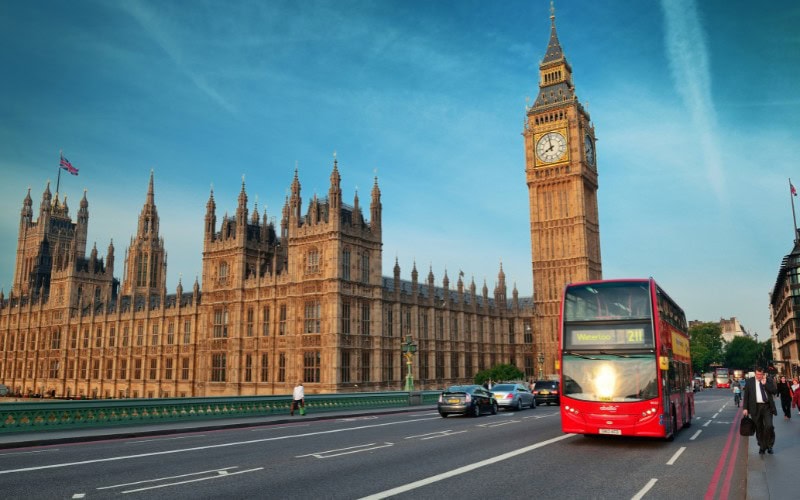 London skyline including big ben and parliament buildings