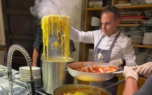 Chef Marco at InRome Cooking making pasta