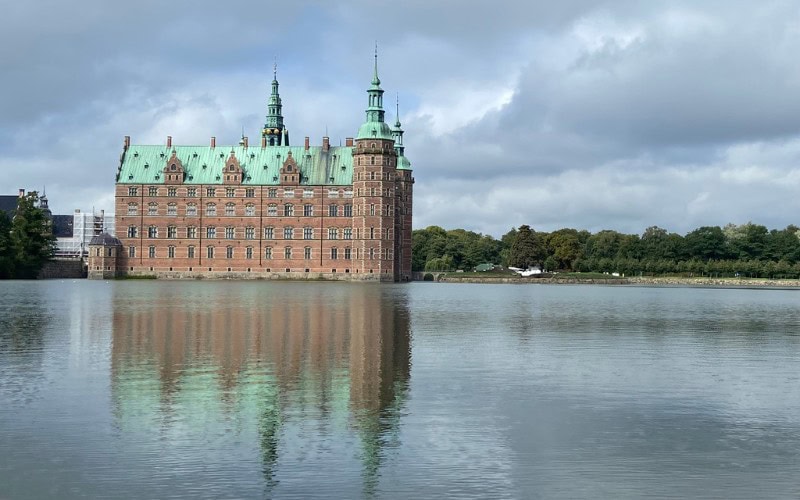 View of Fredericksborg Castle near Copenhagen in Denmark