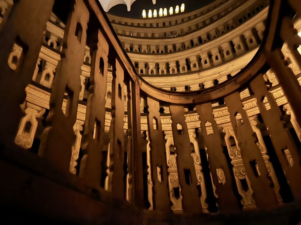 A close-up view of the intricate wooden details of the Anatomical Theater of Padua, a marvel of craftsmanship. A must-visit for history and science enthusiasts.