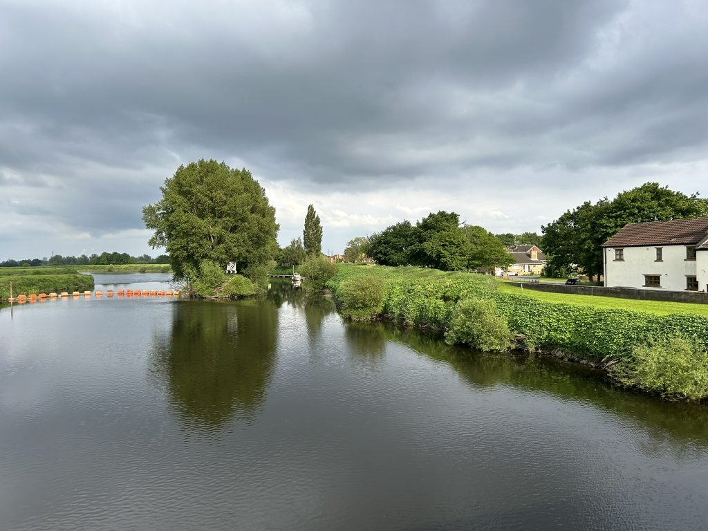 View of the River Aire near the Writers Retreat in the village of Beal in Yorkshire, England