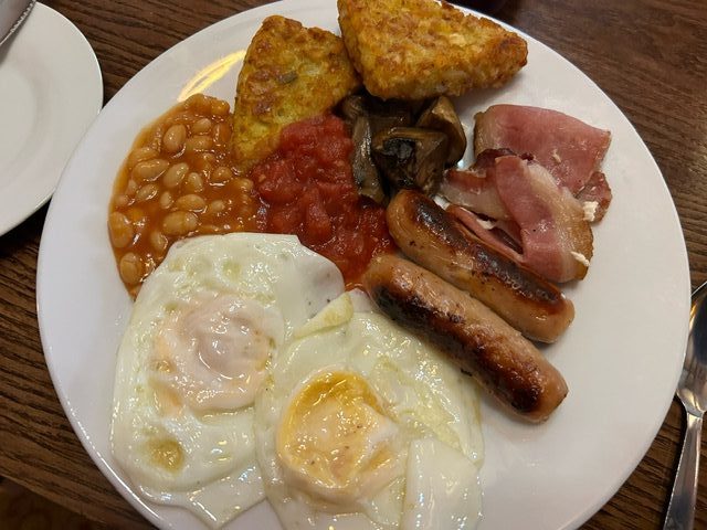 Full English breakfast served at The Writers Retreat in Yorkshire