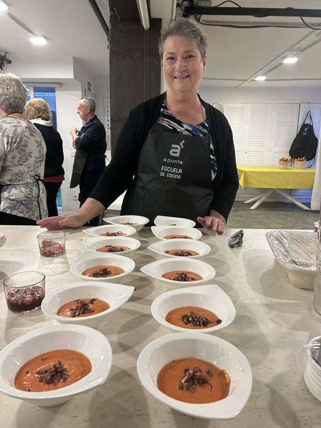 Carol Cram at a tapas cooking class in Madrid