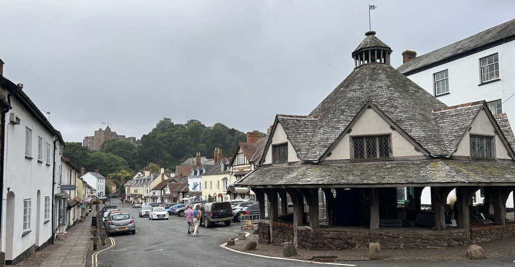 Main street in the town of Dunster on a Rabbie’s tour of southwest England