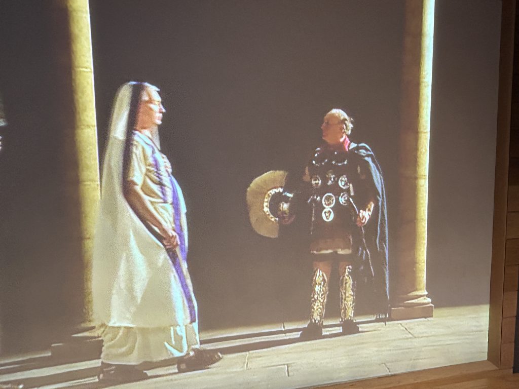 Projection of Roman characters at the Roman Baths Museum in Bath, England