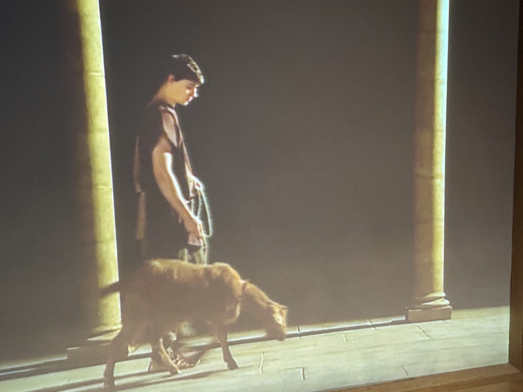 Projection of Roman characters at the Roman Baths Museum in Bath, England