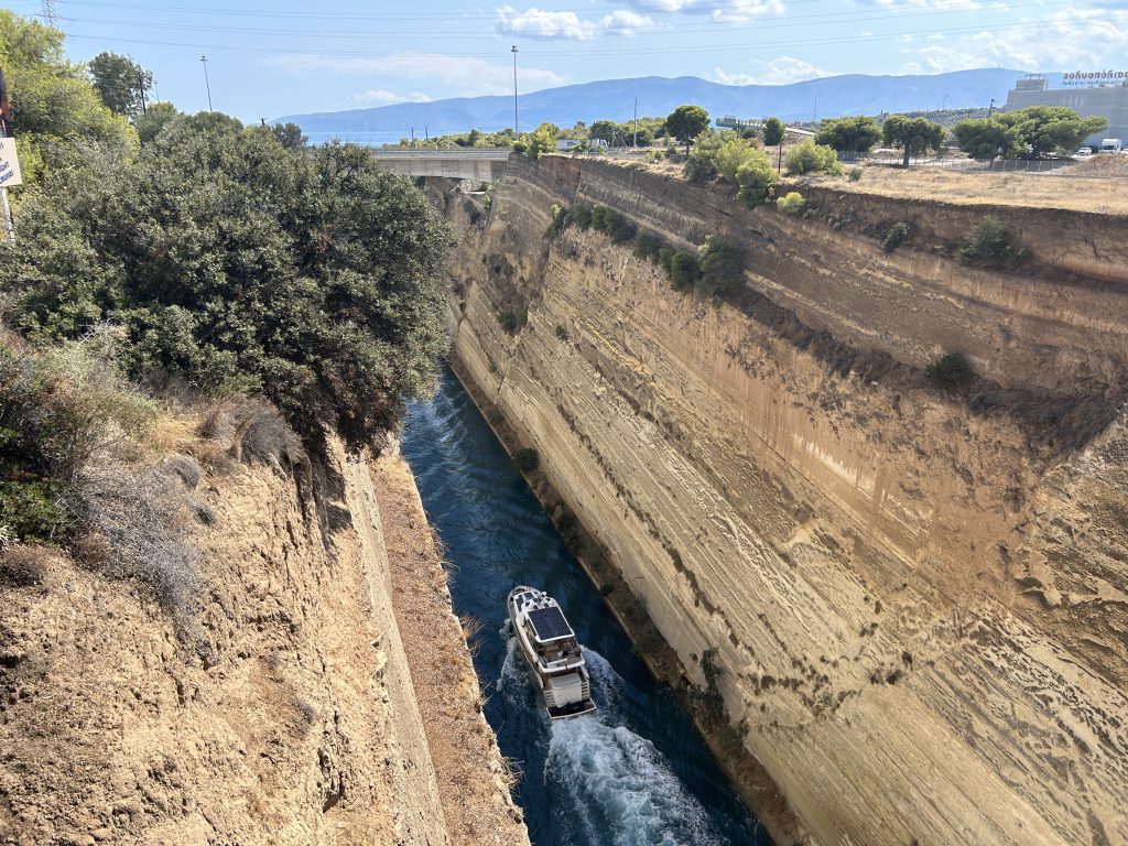 View from the bridge of the Corinth Canal