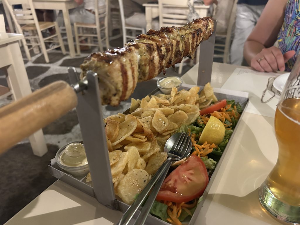 Chicken souvlaki for two in Naxos