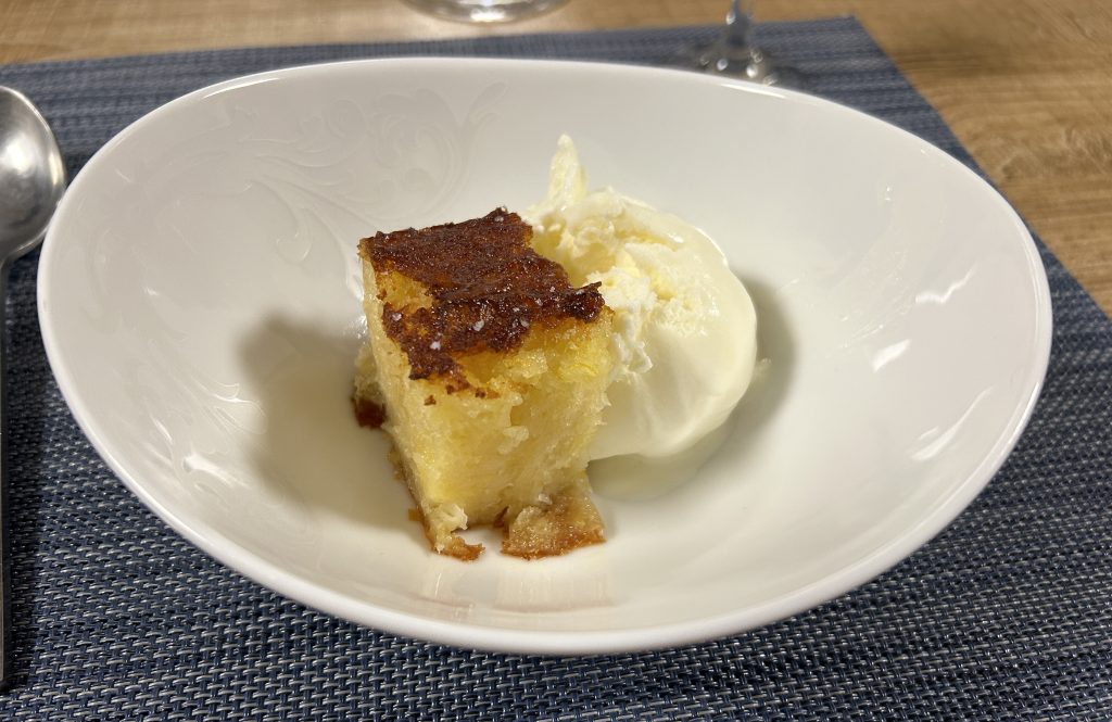 Orange pie with Kaimaki ice cream for dessert