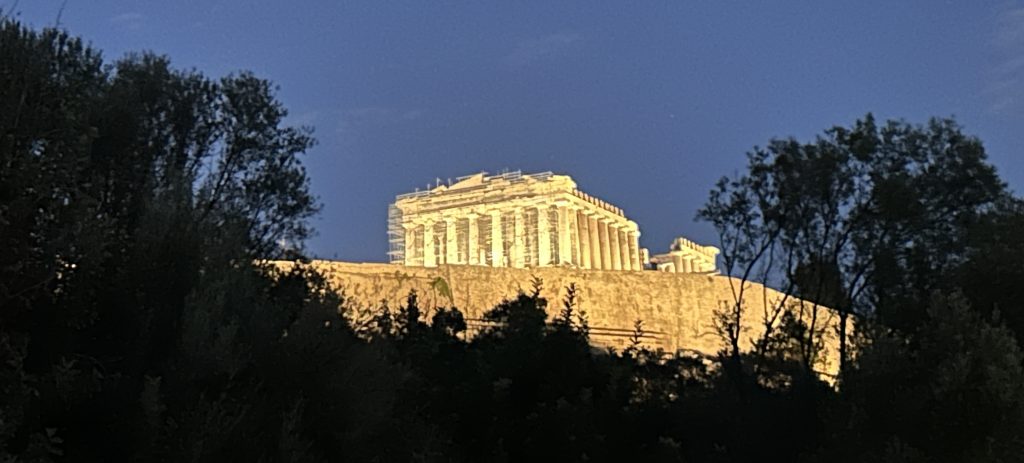 Acropolis at night in Athens