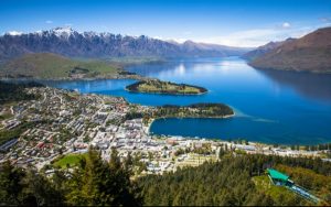 Aerial view of Queenstown in New Zealand