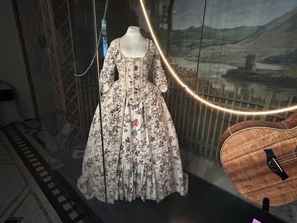 Dress from the 1760s displayed in the Victoria and Albert Museum in London