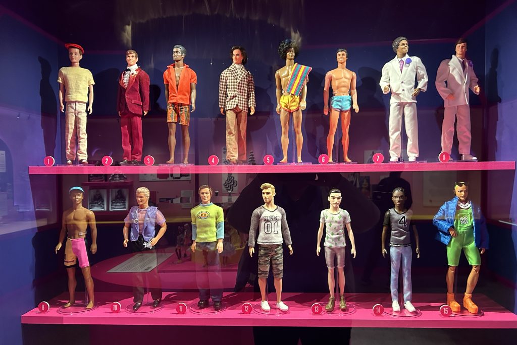 Collection of Ken dolls at the Design Museum in London