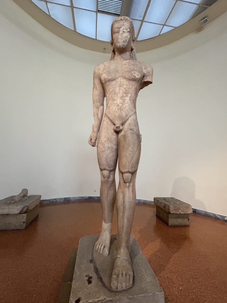 Statue of a kourus from ancient Greece