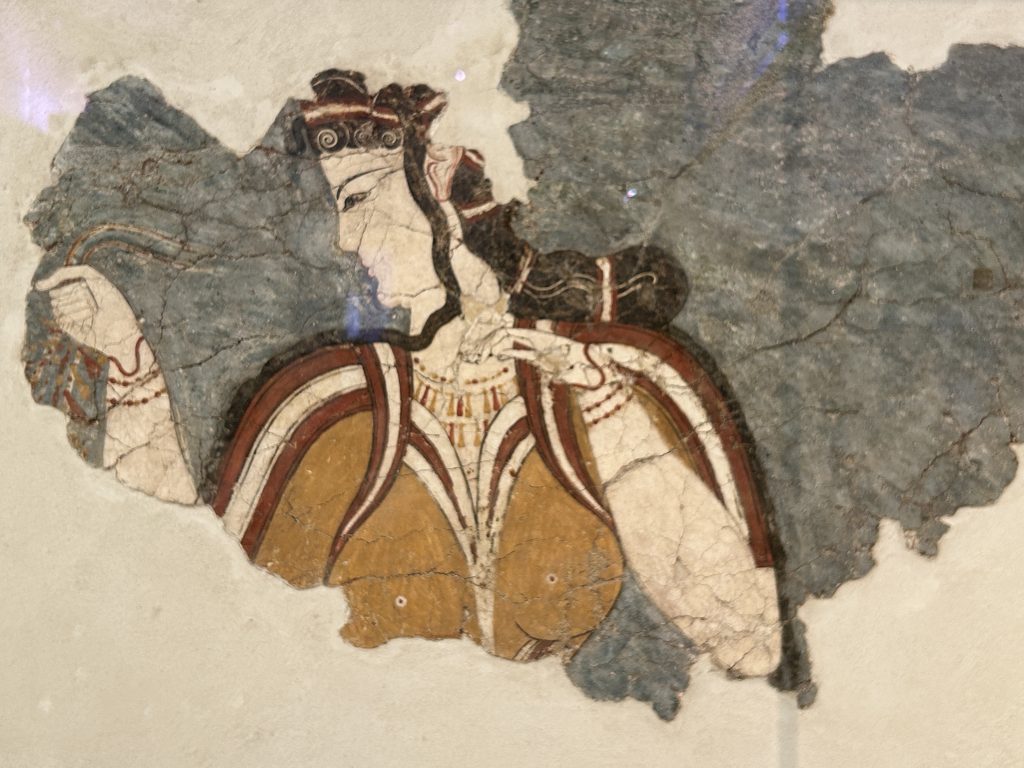 Painting from Thera at the National Archeological Museum in Athens