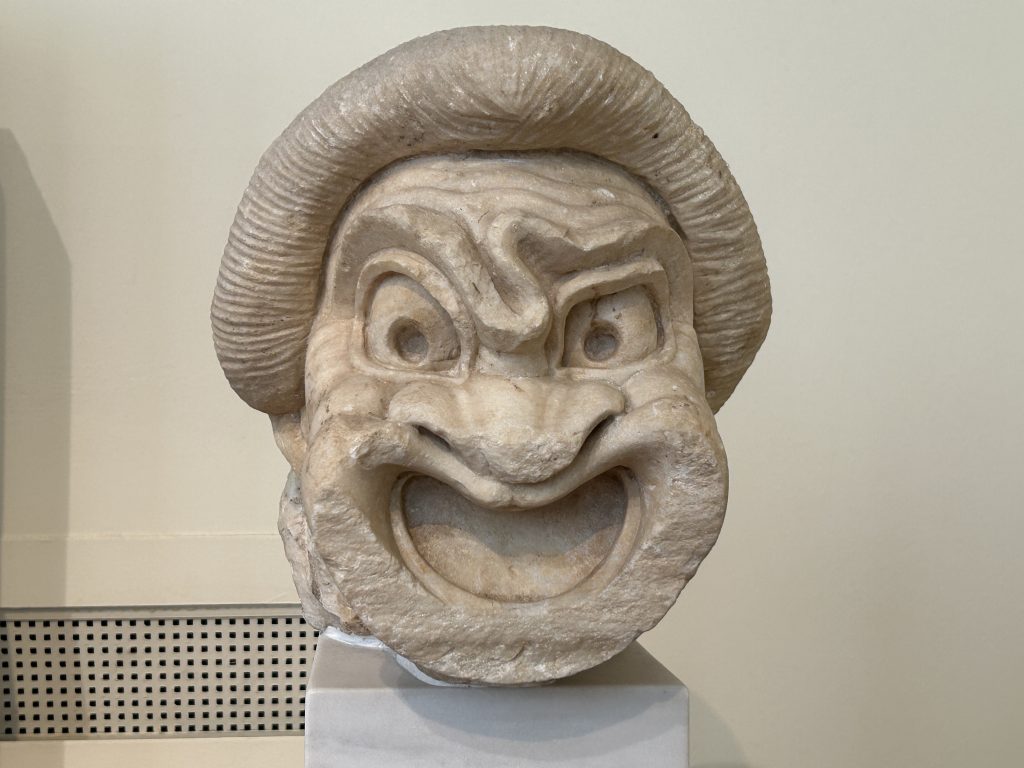 Theater mask at the National Archeological Museum in Athens