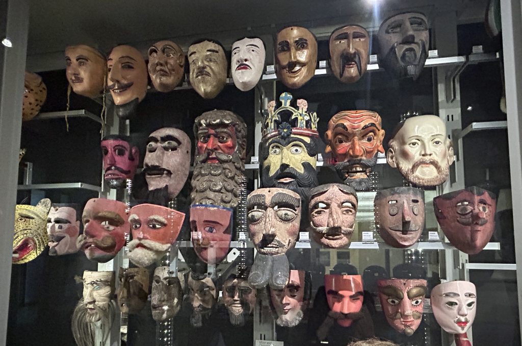 Wall of masks from Mexico on display at the Museum of Anthropology