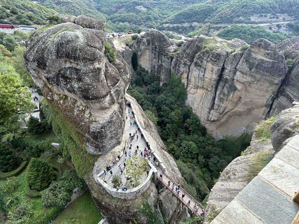 Stairs viewed from a monastery in Meteora