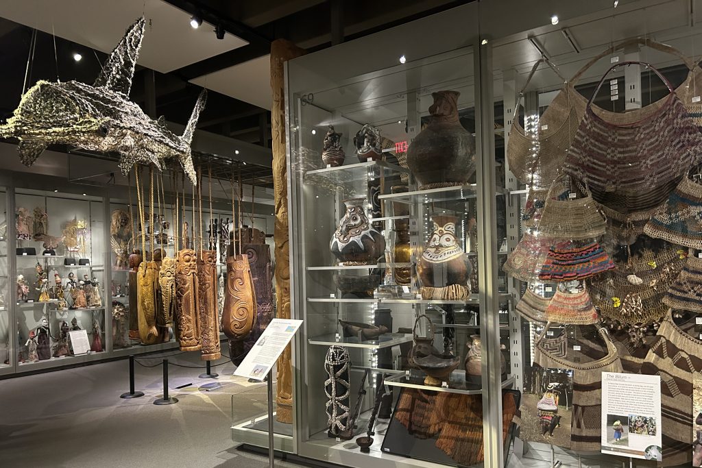 One of the entrances into the galleries showing objects from Oceania at the Museum of Anthropology