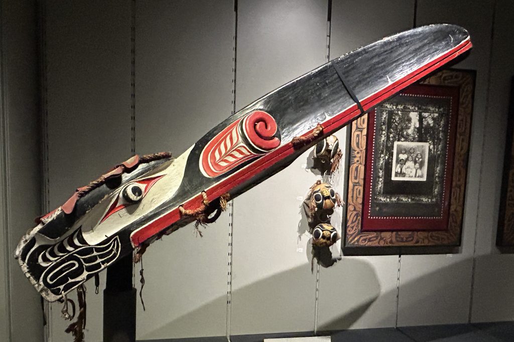 Massive raven mask (about six feet long) on display at the Museum of Anthropology